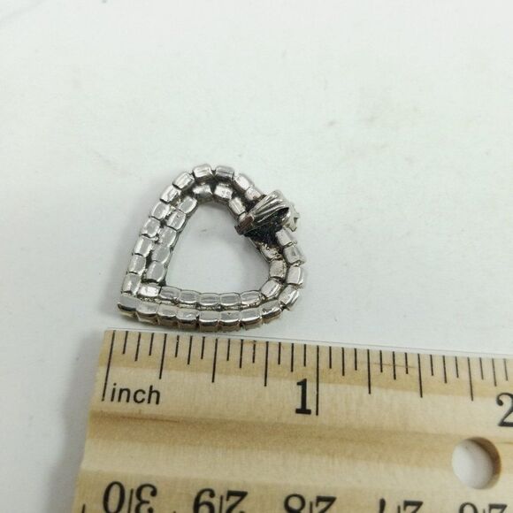 Vintage Pale Blue Rhinestone Heart Shape Pendant, Retro Sparkle Charm, Estate - Picture 4 of 5